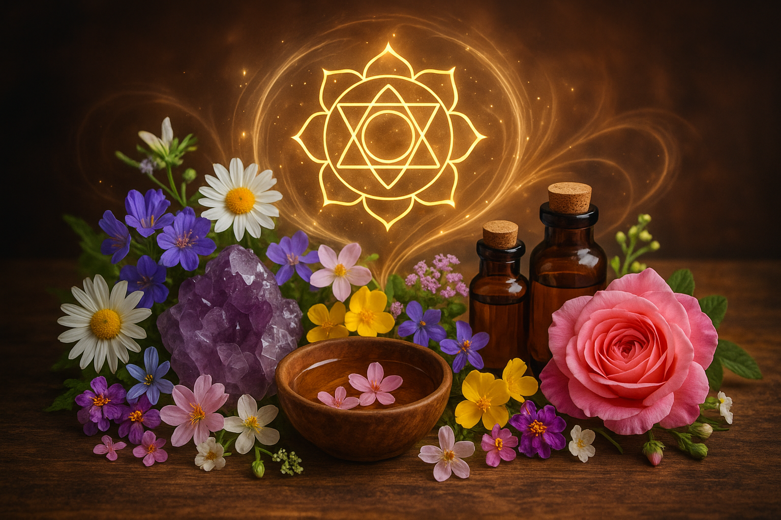 Donna con fiori nel campo